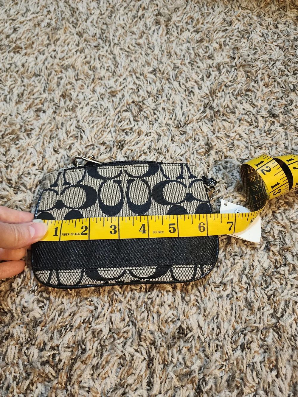Coach Signature Canvas Wristlet in Black/Tan